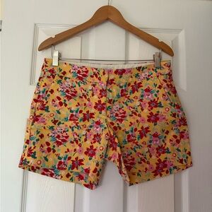 J. Crew Yellow and Red shorts -  Vibrant Summer Style